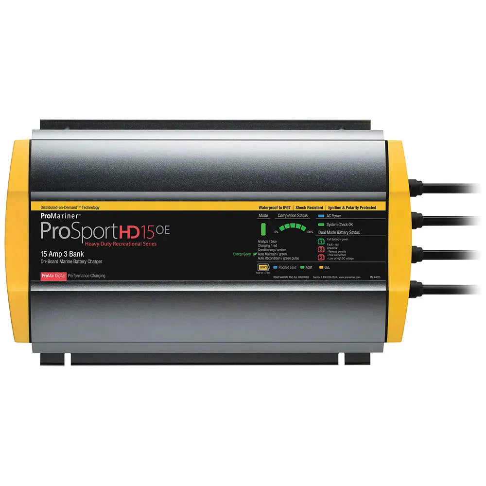 ProMariner ProSportHD 15 Gen 4 3-Bank Battery Charger - 15 Amp Heavy-Duty Marine Charging System