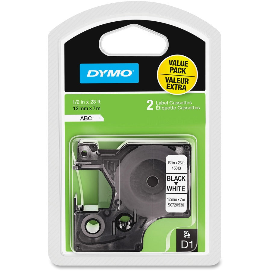 Dymo D1 1/2 inch Tape Label Cassette - Long-Lasting, High-Quality Labels for Office and Industrial Use