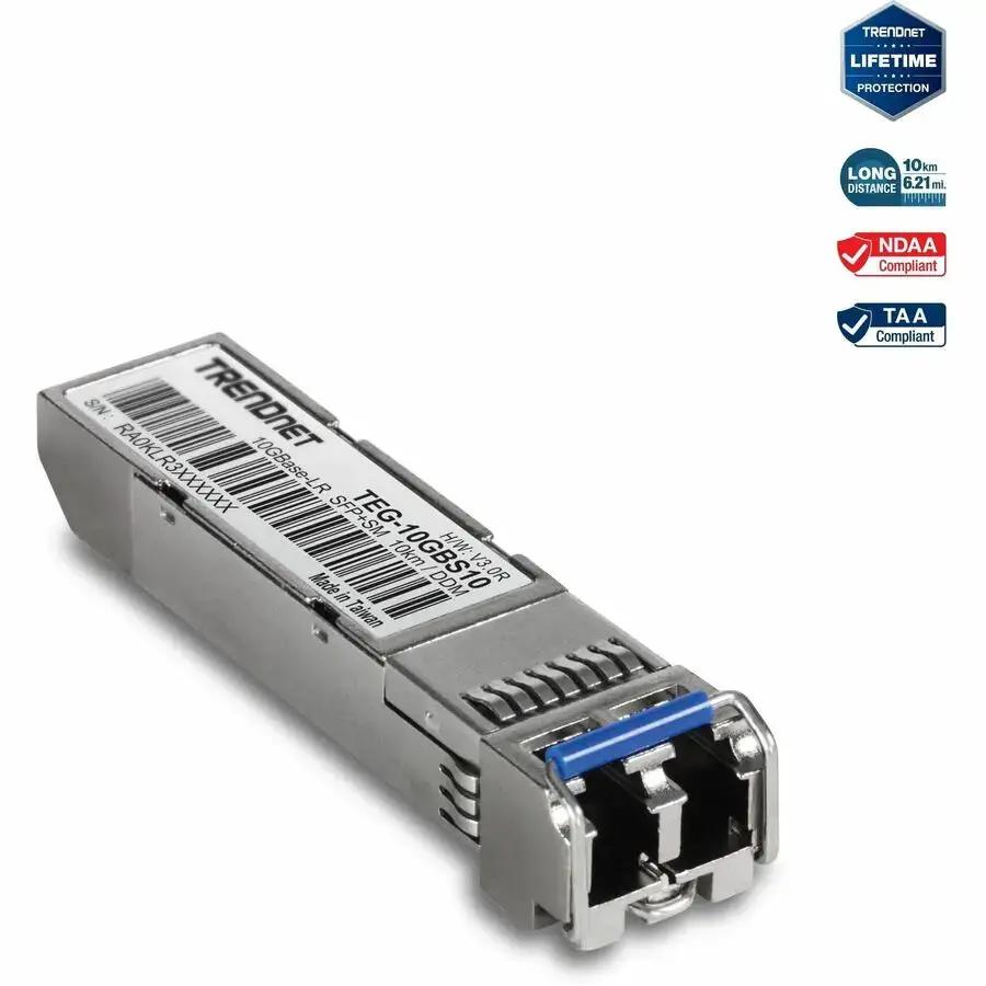 TRENDnet TEG-10GBS10 10GBASE-LR SFP+ Single Mode LC Module for Long-Range Fiber Networks by TRENDnet