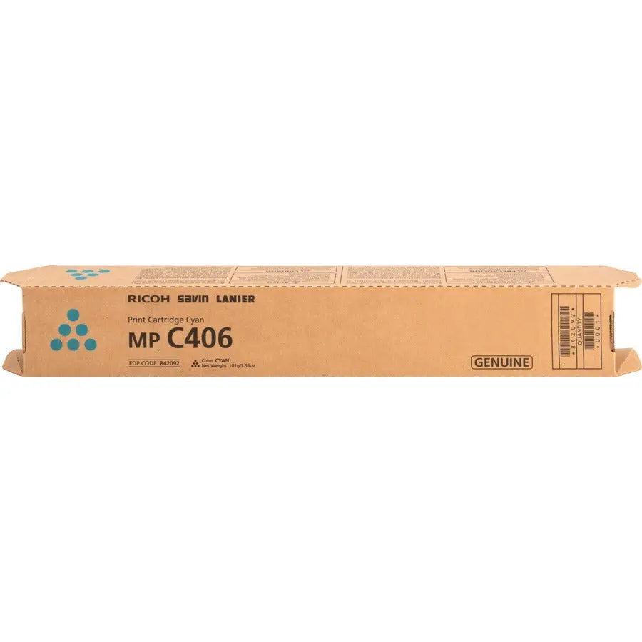 Ricoh Original Laser Toner Cartridge Cyan Part 842092 for Ricoh MPC306, MPC307, MPC406, Lanier, and Savin Printers