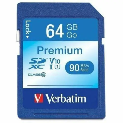 Verbatim 64GB Premium SDXC Memory Card with UHS-I U1 Speed and Water Resistance