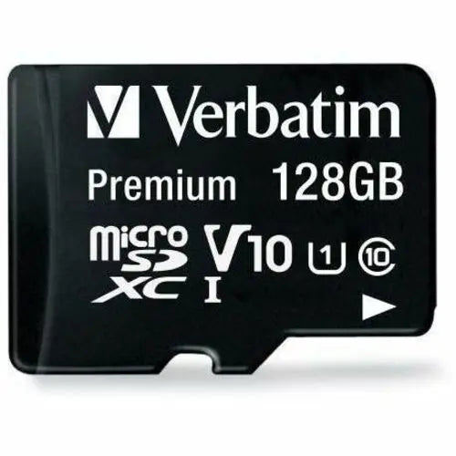 Verbatim 128GB Premium microSDXC Memory Card with Adapter – UHS-I Class 10 for Full HD Video & High-Resolution Photos