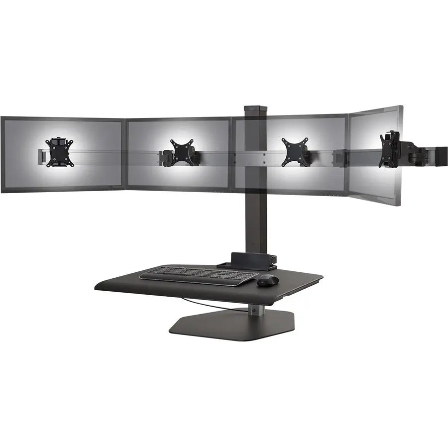 Innovative Winston Workstation Quad Freestanding Sit-Stand Desk Converter with Four Monitor Support