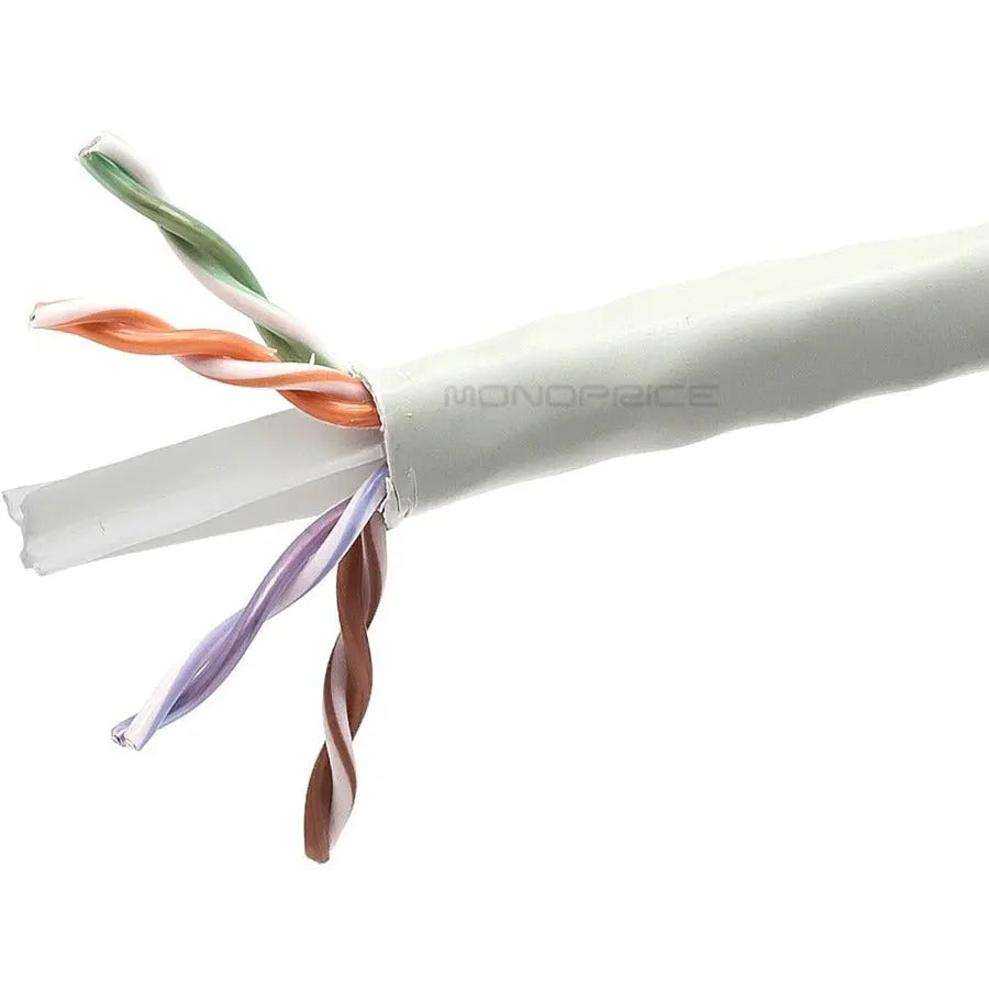 Monoprice Cat.6 UTP Network Cable – 1000 ft Bulk Bare Copper Ethernet Cable with Plenum Jacket, 550MHz, White