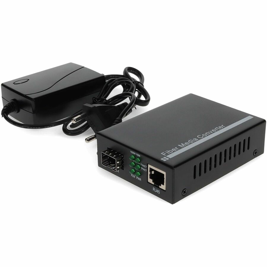 AddOn 1GBS RJ-45 to SFP Media Converter with Open SFP Port and EUR Power Supply