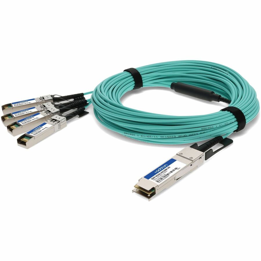 AddOn Cisco Compatible TAA Compliant 40GBase-AOC QSFP+ to 4xSFP+ Active Optical Cable (850nm, Multi-Mode Fiber, 20m)