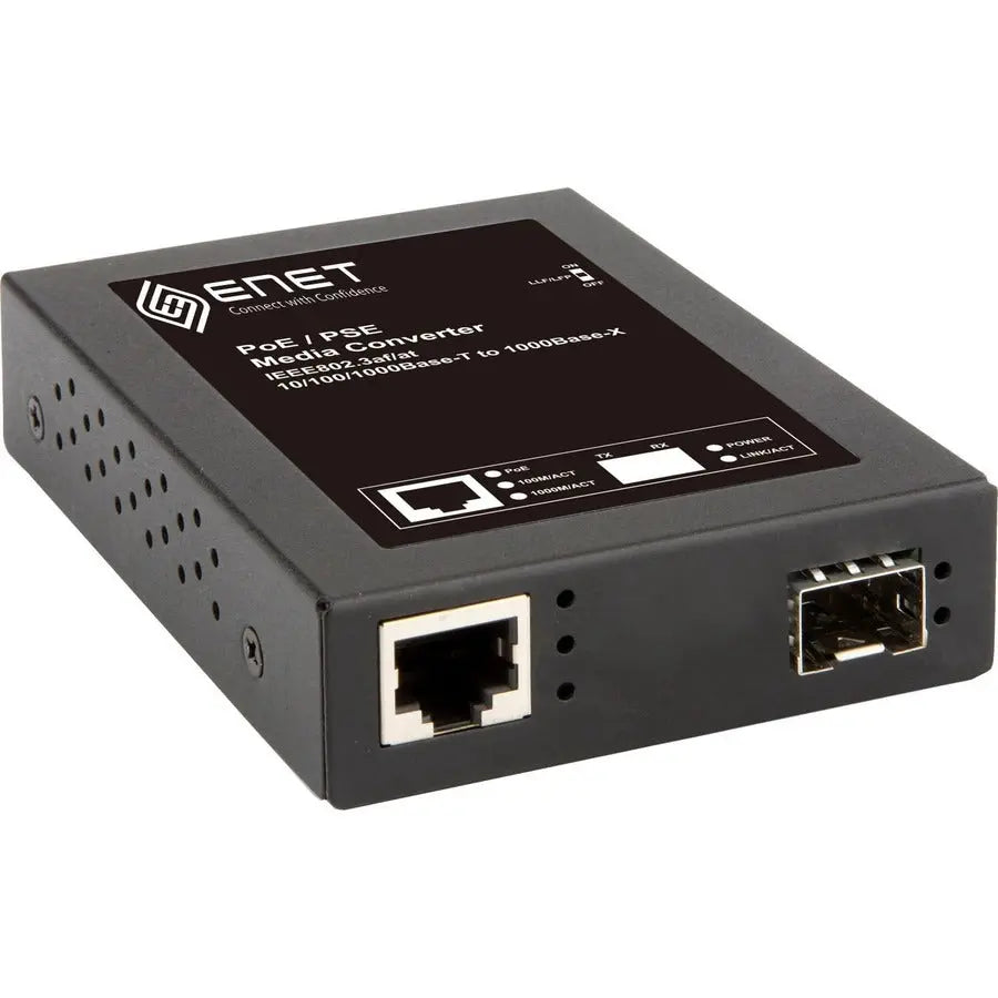 ENET ENTMC-FGETP-SFP 1-Port 10/100/1000 PoE with SFP Media Converter - TAA Compliant