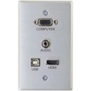 C2G RapidRun VGA + 3.5mm Stereo Audio + HDMI and USB Pass-Through Single Gang Wall Plate