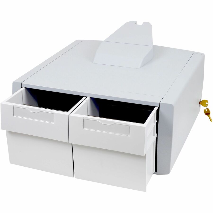 Ergotron SV Primary Storage Drawer, Double Tall – White with Secure Key Lock and Customizable Dividers