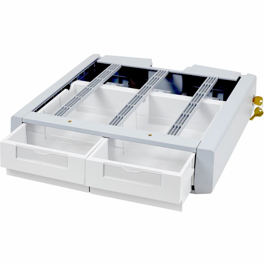 Ergotron SV Double Supplemental Storage Drawer – White, Key-Lockable, Adjustable Dividers