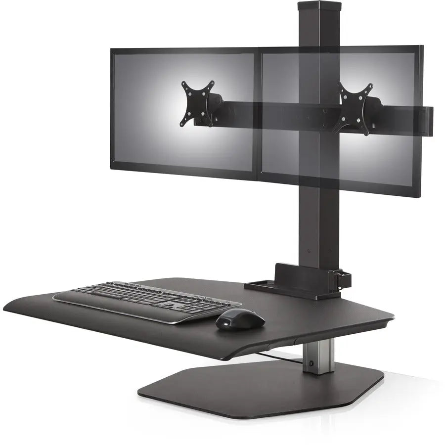 Innovative Winston Workstation Dual Freestanding Sit-Stand Desk Converter with Cable Management in Vista Black
