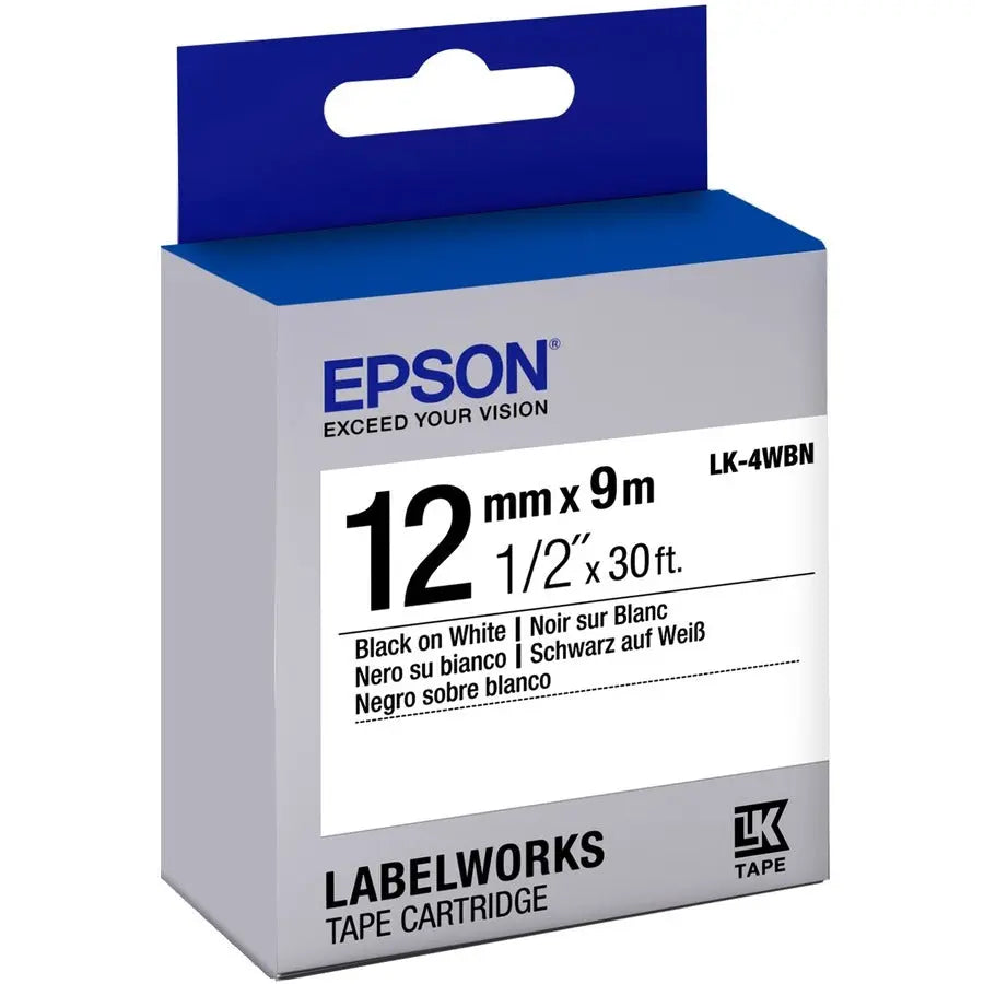 Epson LabelWorks LK-4WBN White Label Tape Cartridge for Label Printers