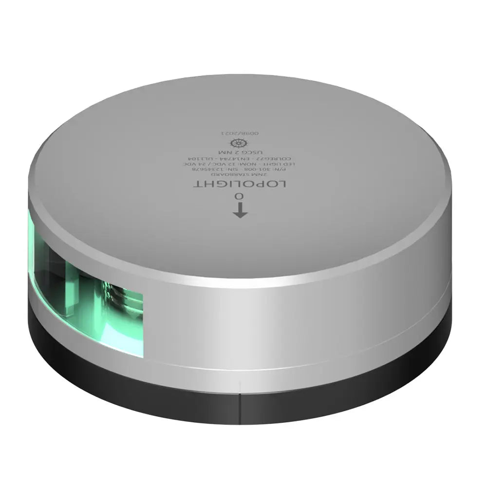 Lopolight Green Starboard Light - 2NM Range with Silver Housing and FB Mounting Base