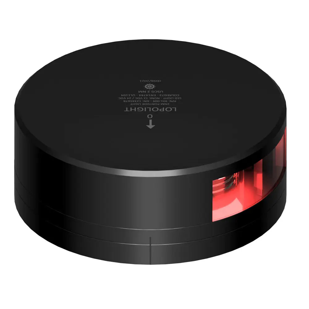 Lopolight Red Port Light - 2 Nautical Miles Range - Black Housing with FB Base