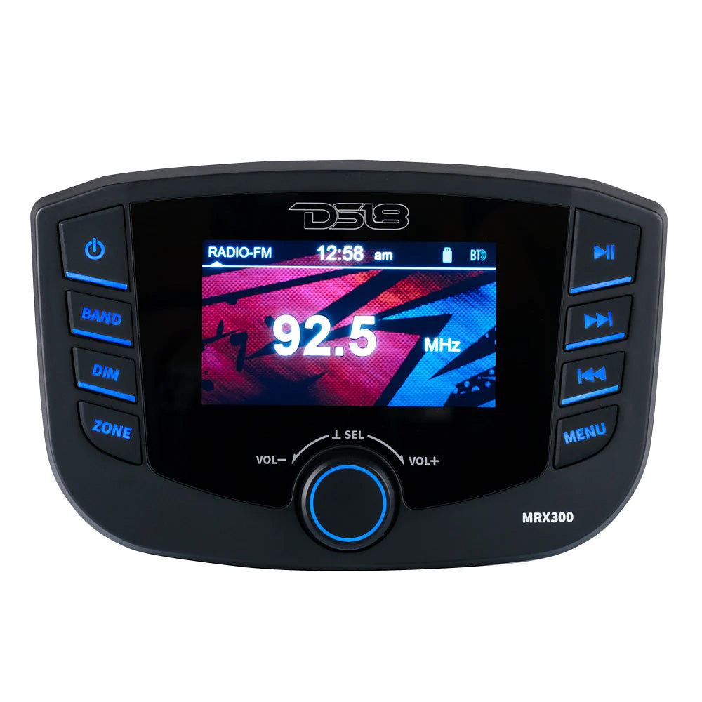 DS18 MRX300 Marine Headunit with TFT Screen, Bluetooth, and 3 Zones