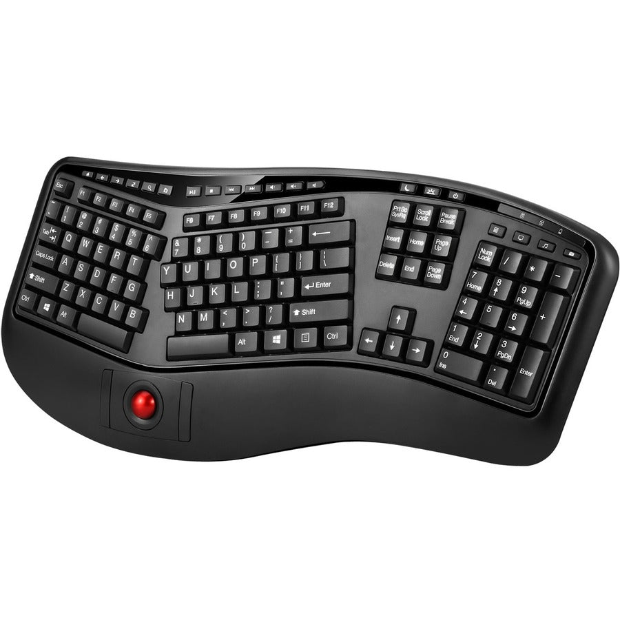 Adesso WKB-3500UB 2.4 GHz Wireless Ergonomic Trackball Keyboard for Comfortable Computing
