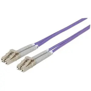 Intellinet Fiber Optic Duplex Patch Cable LC/LC OM4 50/125 Multimode 3 ft Violet