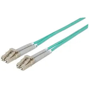 Intellinet Network Solutions Fiber Optic Duplex Patch Cable LC/LC OM3 50/125 Multimode 7 ft Aqua