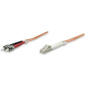 Intellinet Fiber Optic Duplex Patch Network Cable, LC/ST, OM1, 14 ft (5 m), Orange