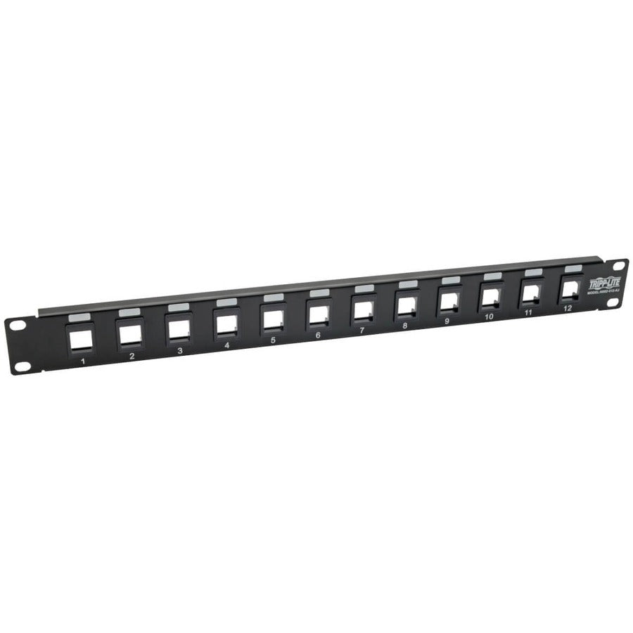Eaton Tripp Lite Series N062-012-KJ 12-Port 1U Rack-Mount Unshielded Blank Keystone Patch Panel for Ethernet, HDMI, USB, Voice Applications