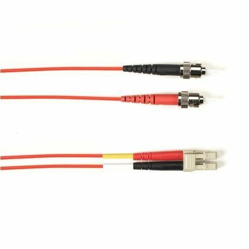 Black Box FOCMR62-003M-STLC-RD Fiber Optic Duplex Patch Network Cable – 3 Meters, Red, LC to ST Connectors
