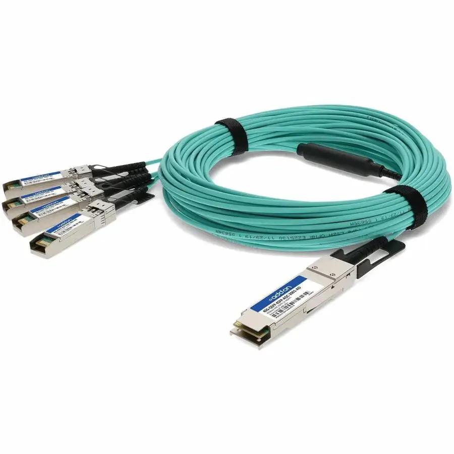 AddOn 40G-QSFP-4SFP-AOC-2001-AO Fiber Optic Network Cable – 20m 40Gbps QSFP+ to 4xSFP+ Active Optical Cable by ADDON