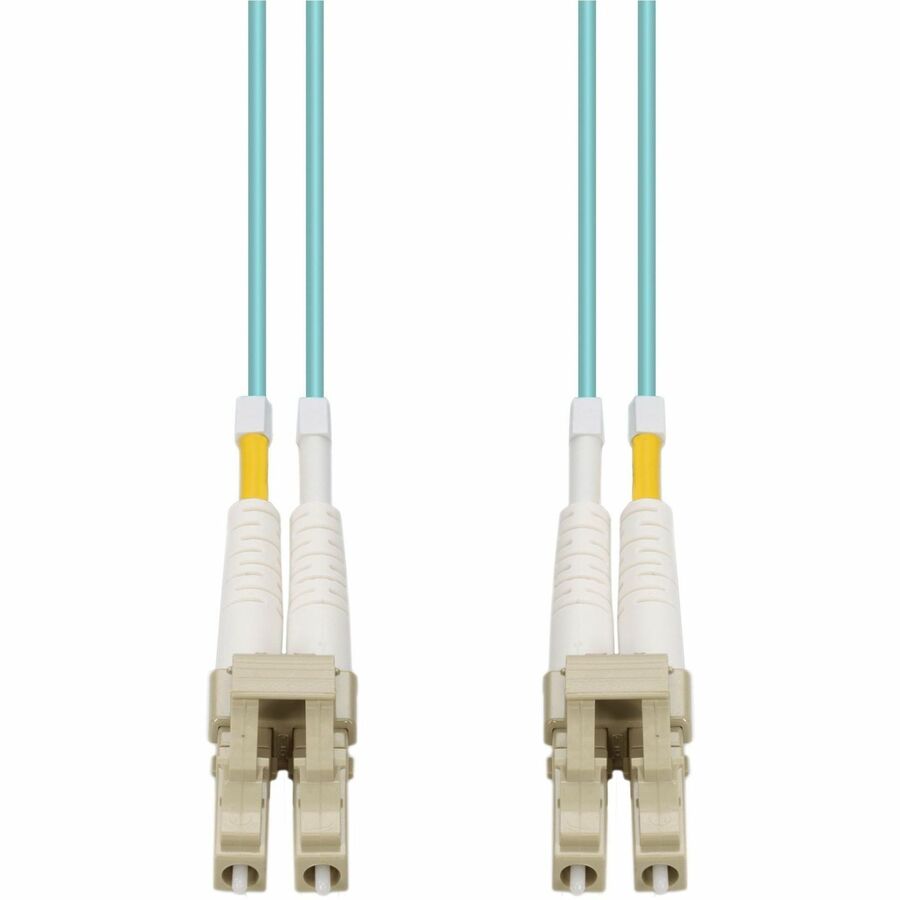 AddOn 60m LC to LC Aqua OM4 Duplex OFNR Fiber Patch Cable - Riser Rated, Multimode 50/125