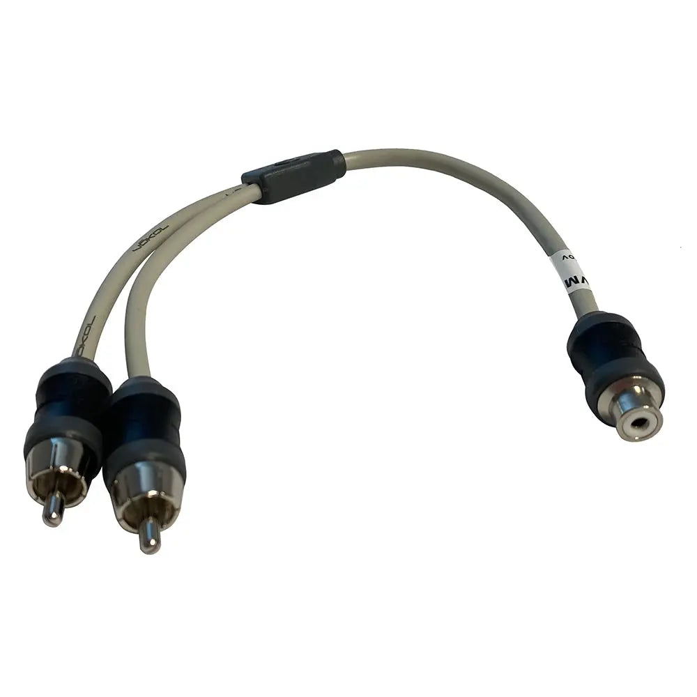 Marine Audio RCA Twisted Pair Y Adapter - 1 Female to 2 Male for Marine and RV Audio Systems