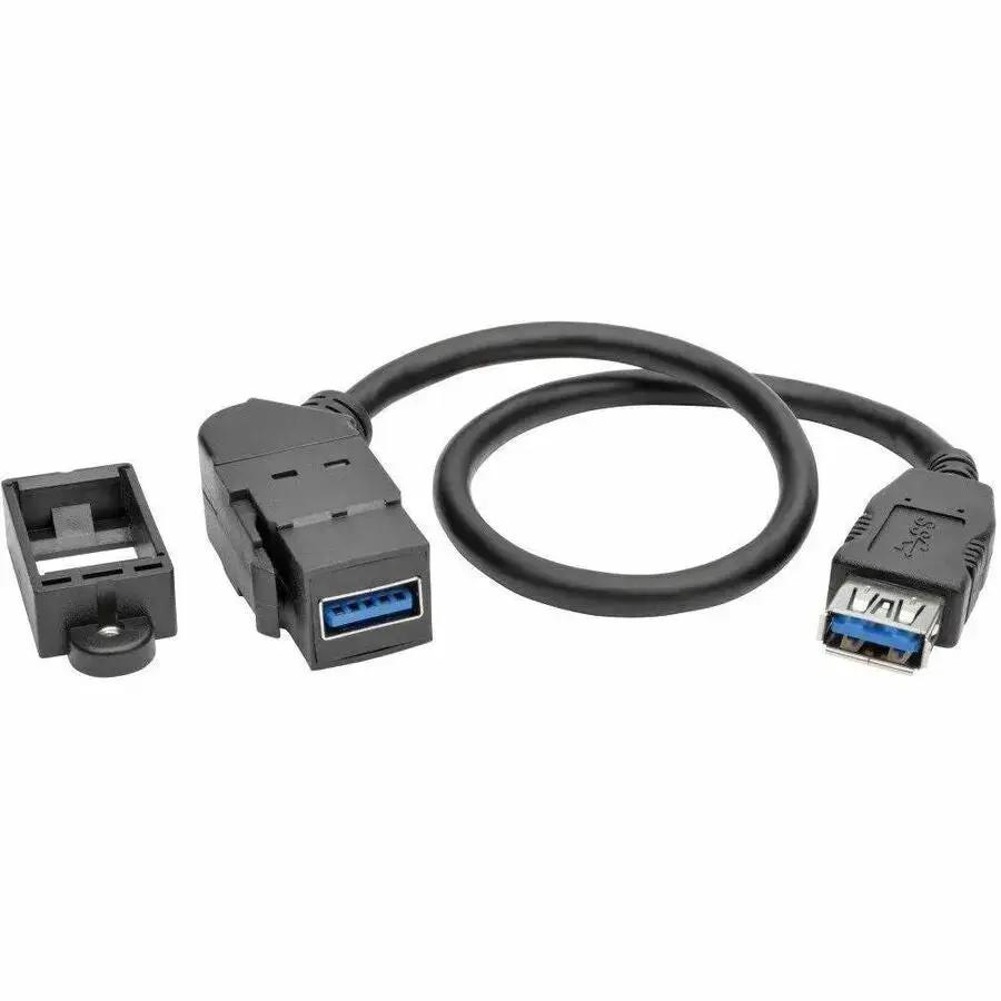 Eaton Tripp Lite Series U325-001-KPA-BK USB 3.0 All-in-One Keystone/Panel Mount Coupler Cable, 1 ft, Black with Angled Connector by Eaton Corporation
