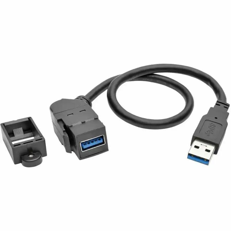 Eaton Tripp Lite Series U324-001-KPA-BK USB 3.0 All-in-One Keystone/Panel Mount Extension Cable - 1 Foot by Eaton Corporation