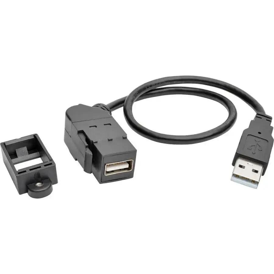 Tripp Lite by Eaton USB 2.0 All-in-One Keystone and Panel Mount Extension Cable, 1 ft, Black by Eaton Corporation