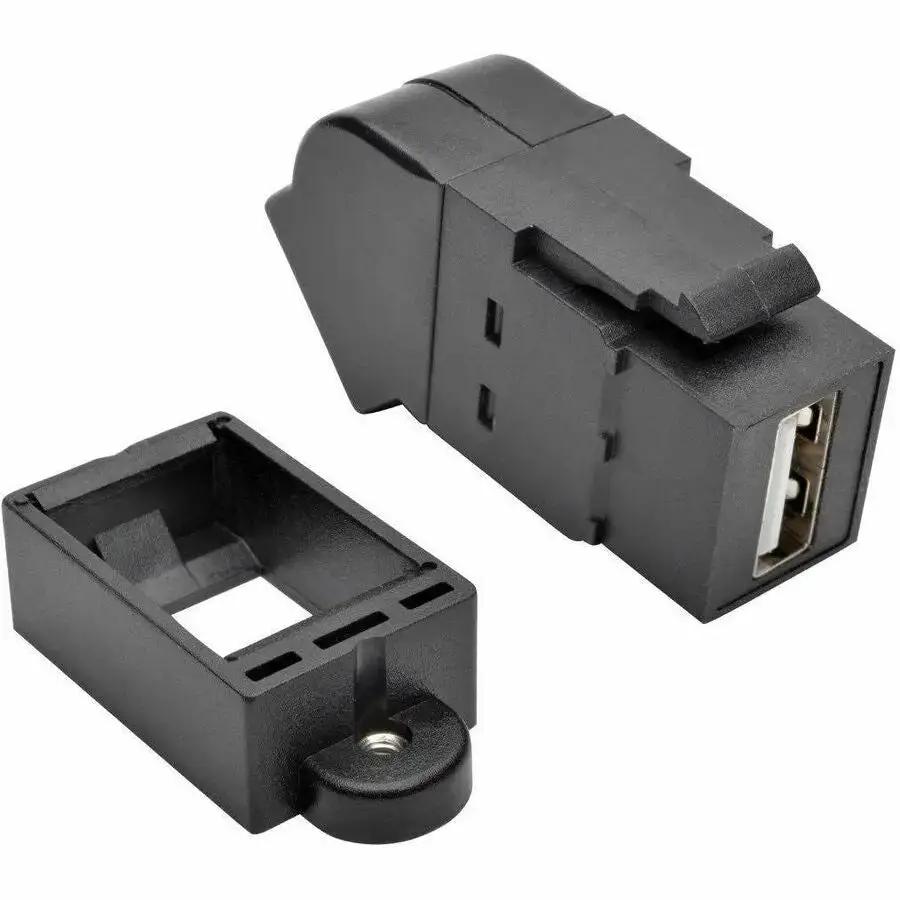 Eaton Tripp Lite Series USB 2.0 All-in-One Keystone/Panel Mount Angled Coupler (F/F), Black by Eaton Corporation