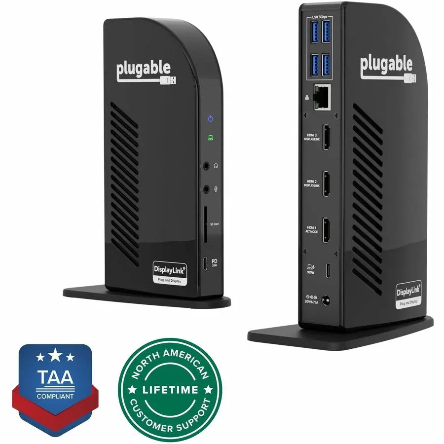 Plugable UD-ULTCDL Triple Display USB-C Docking Station with 100W Power Delivery