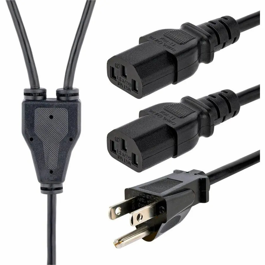 StarTech.com PXT101Y10 10 ft. NEMA 5-15P to 2x IEC 60320 C13 Power Splitter Cord