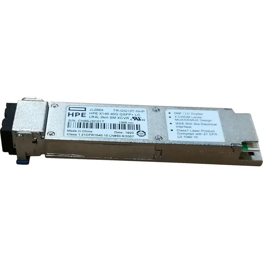 Hewlett Packard Enterprise X140 40G QSFP+ LC LR4L 2KM Single-Mode Fiber Optic Transceiver