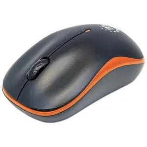 Manhattan Success Wireless Optical Mouse - Black and Orange, 1000dpi, 2.4GHz, USB, Three Button with Scroll Wheel