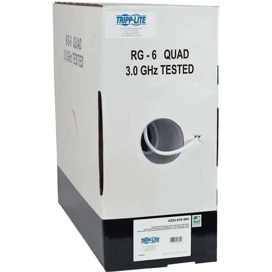 Eaton Tripp Lite Series RG6/U Quad-Shield CMR-Rated Coaxial Cable, White, 1000 ft by Eaton Corporation
