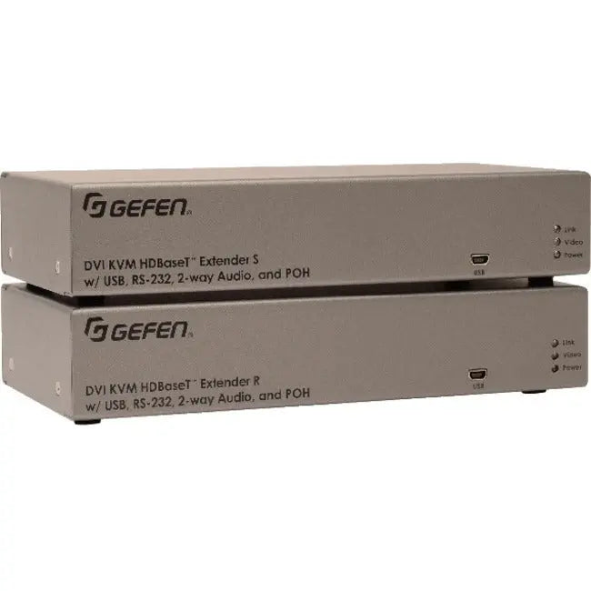 Gefen DVI KVM HDBaseT 2.0 Extender with RS-232 and 2-Way Audio - Rack-Mountable, Model EXT-DVIKA-HBT2
