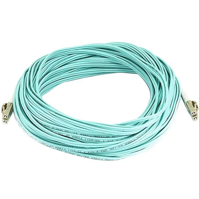 Monoprice Fiber Optic Duplex Network Cable – OM3 Aqua Multi-Mode, 50 Micron Core, LC Connectors