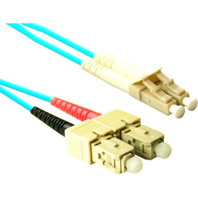 ENET 15M SC/LC Duplex OM4 Fiber Optic Patch Cable - 10G Aqua Multimode Network Cable by NSI Industries