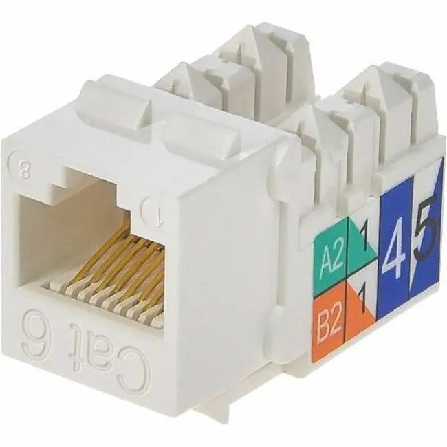 Monoprice Cat6 Punch Down Keystone Jack - High-Speed Network Connector for 22-24AWG Solid Wire, White (Part #5384)