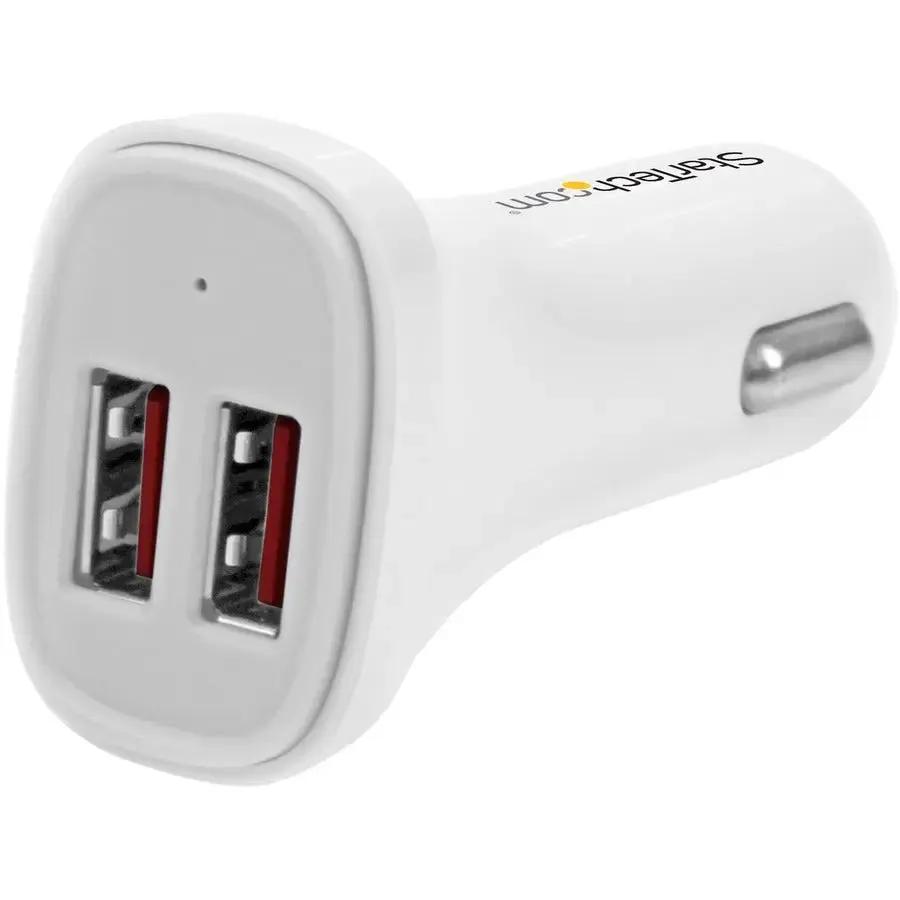 StarTech.com Dual Port USB Car Charger - White - High Power 24W/4.8A, Model USB2PCARWHS by STARTECH.COM