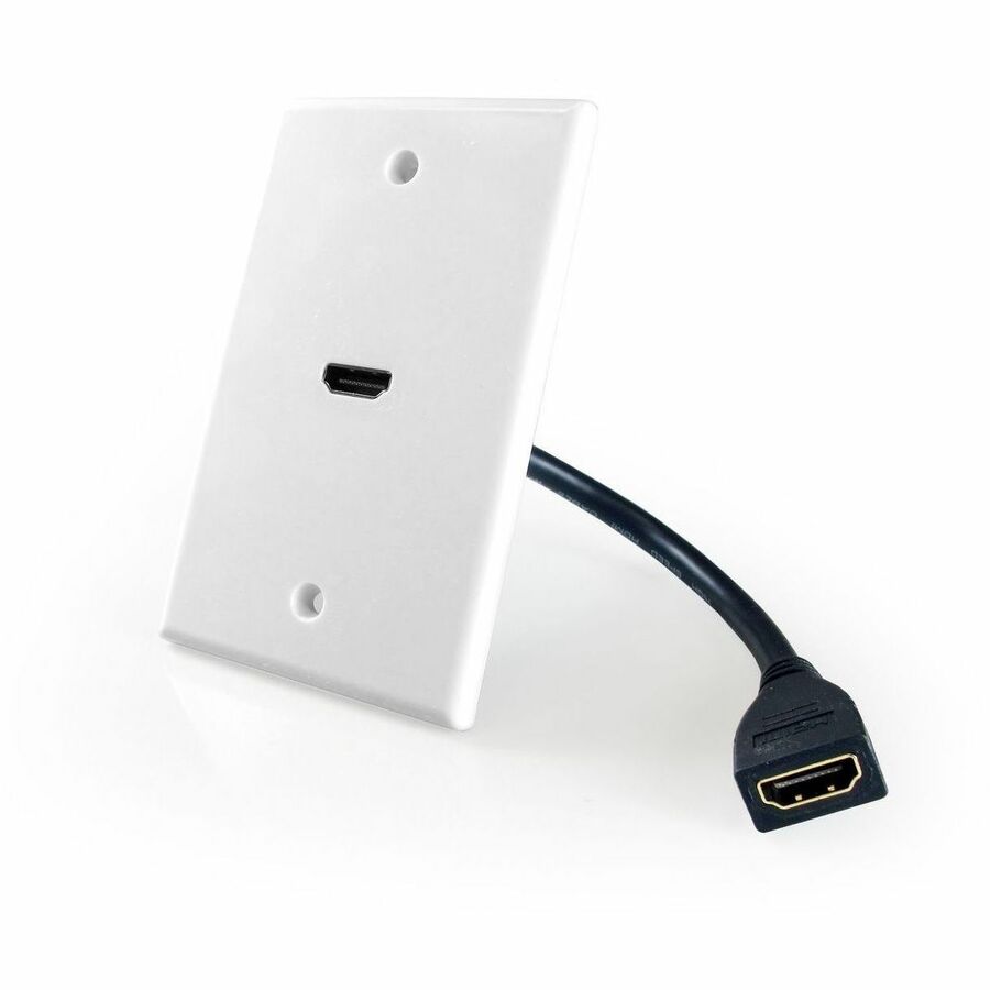 Comprehensive HDMI Wallplate 1 Port Pigtail – White Plastic Faceplate for Fiber Optic Applications