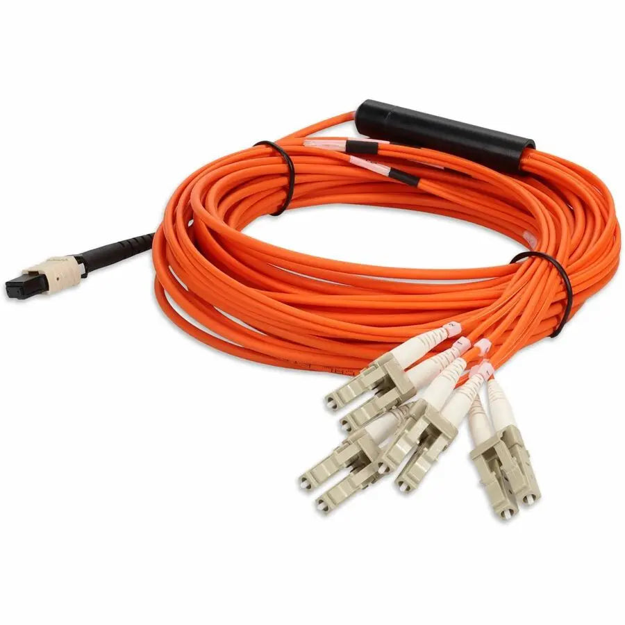 AddOn 9m MPO Female to 8xLC Male Fiber Optic Fanout Cable - Orange OM1 8-Strand Riser-rated Network Patch Cord