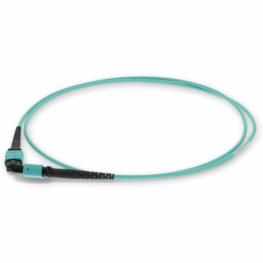 AddOn 9M MPO Female to MPO Female OM3 Aqua Fiber Optic Patch Cable - 12-Strand Riser-Rated Network Cable