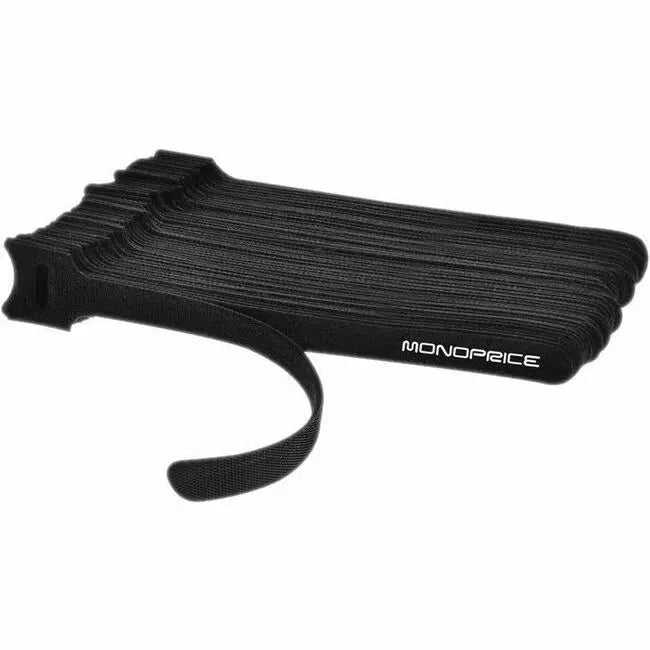Monoprice Hook and Loop Fastening Cable Ties, 6-inch, 50 Pack - Black