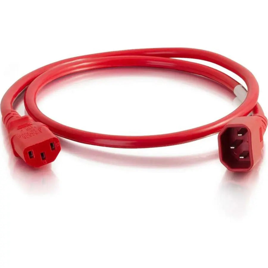 C2G 17553 6 ft Red Computer Power Cord with IEC320C14 Male to IEC320C13 Female Connectors