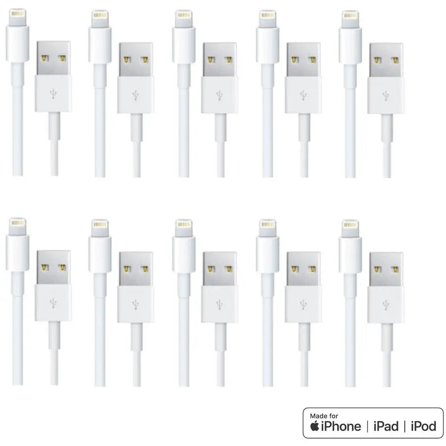 4XEM Lightning Replacement Cables 10 Pack – 3ft / 1M White USB to Apple Lightning Data Transfer and Charging Cables