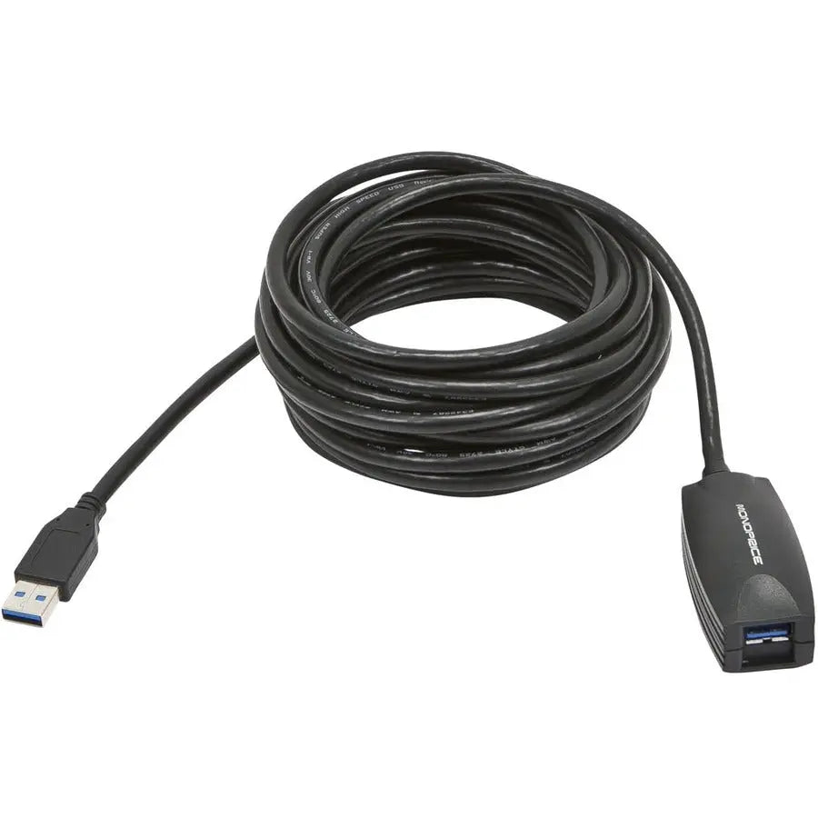 Monoprice 15ft USB 3.0 A Male to A Female Active Extension Cable - High-Speed Data Transfer & Reliable Connectivity