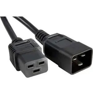 ENET C19 to C20 Power Extension Cord, 10 ft, Black - 250V, 14 AWG, 15A